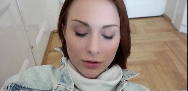  Russian redhead girl Alice Marshall pounded for money